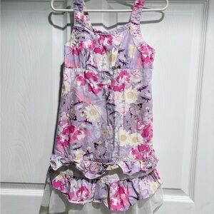 Basic Editions Lavender Floral Tiered Sundress - Pink & Cream Accents